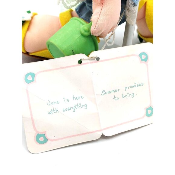 Precious Moments June Doll 1988 Applause Vintage Metal Stand Pail Summer Tags - Picture 5 of 12